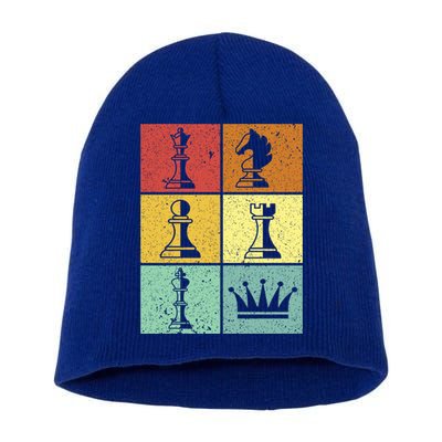 Vintage Colorful Retro Chess Gaming Cool Gift Short Acrylic Beanie