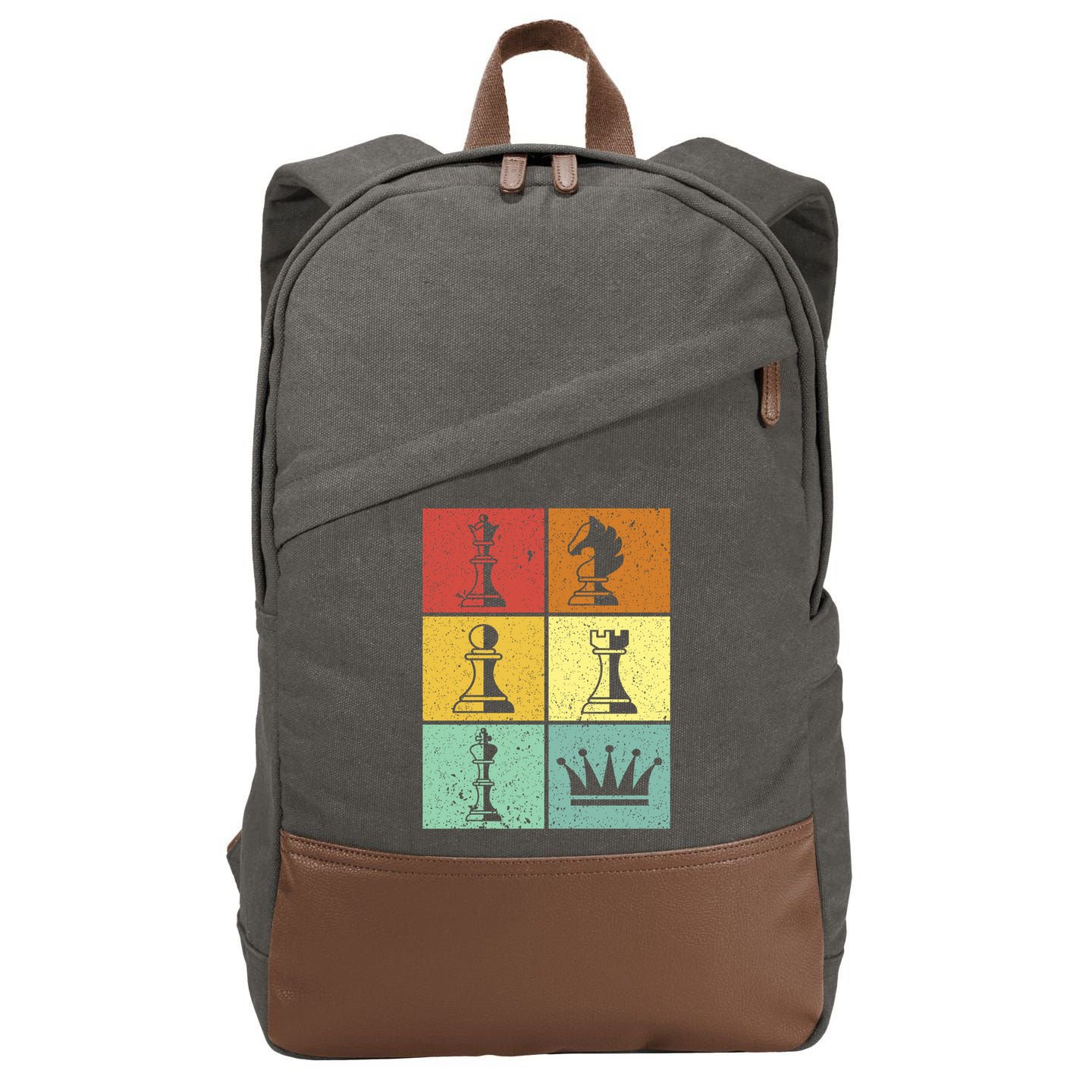 Vintage Colorful Retro Chess Gaming Cool Gift Cotton Canvas Backpack