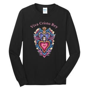 Viva Cristo Rey Sacred Heart Roman Catholic Tall Long Sleeve T-Shirt