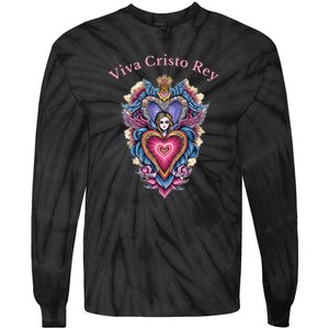 Viva Cristo Rey Sacred Heart Roman Catholic Tie-Dye Long Sleeve Shirt