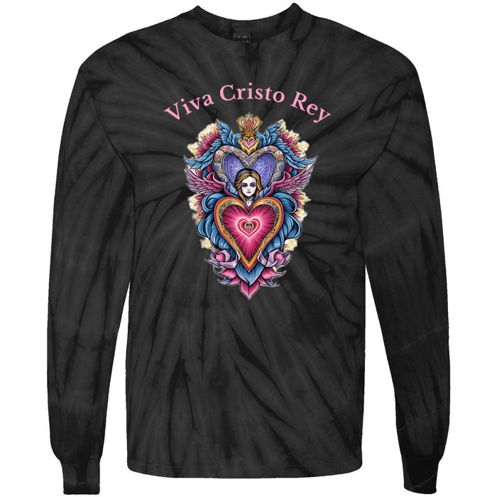 Viva Cristo Rey Sacred Heart Roman Catholic Tie-Dye Long Sleeve Shirt