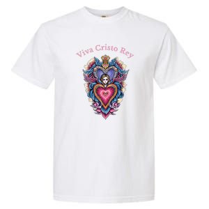 Viva Cristo Rey Sacred Heart Roman Catholic Garment-Dyed Heavyweight T-Shirt