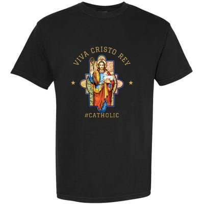 Viva Cristo Rey Roman Catholic Gift Garment-Dyed Heavyweight T-Shirt