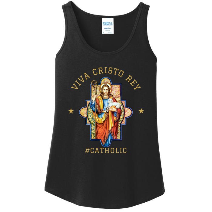 Viva Cristo Rey Roman Catholic Gift Ladies Essential Tank