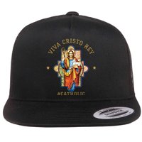 Viva Cristo Rey Roman Catholic Gift Flat Bill Trucker Hat