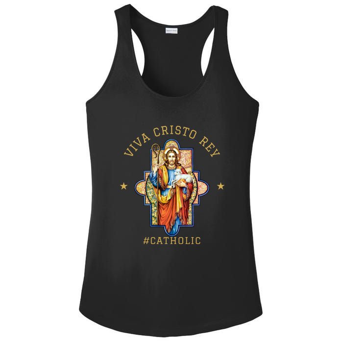 Viva Cristo Rey Roman Catholic Gift Ladies PosiCharge Competitor Racerback Tank