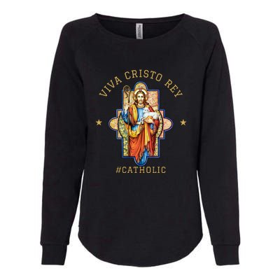 Viva Cristo Rey Roman Catholic Gift Womens California Wash Sweatshirt