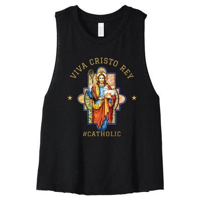 Viva Cristo Rey Roman Catholic Gift Women's Racerback Cropped Tank