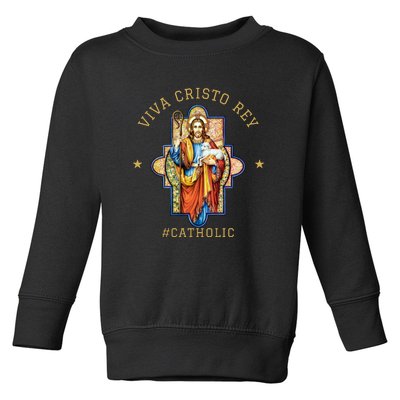 Viva Cristo Rey Roman Catholic Gift Toddler Sweatshirt