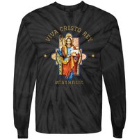 Viva Cristo Rey Roman Catholic Gift Tie-Dye Long Sleeve Shirt