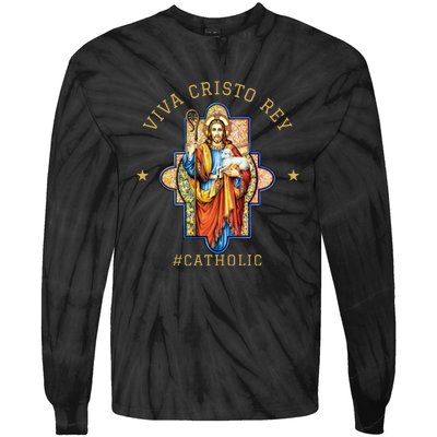 Viva Cristo Rey Roman Catholic Gift Tie-Dye Long Sleeve Shirt