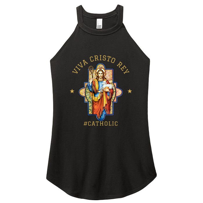 Viva Cristo Rey Roman Catholic Gift Women's Perfect Tri Rocker Tank