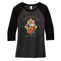 Viva Cristo Rey Roman Catholic Gift Women's Tri-Blend 3/4-Sleeve Raglan Shirt