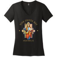 Viva Cristo Rey Roman Catholic Gift Women's V-Neck T-Shirt