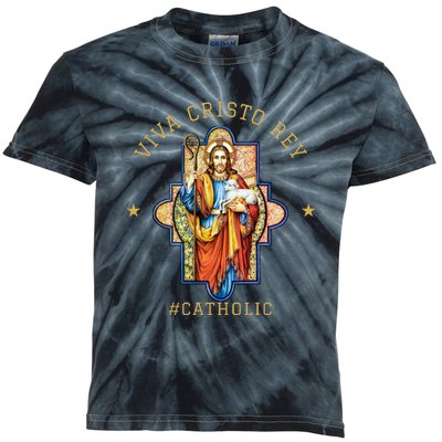 Viva Cristo Rey Roman Catholic Gift Kids Tie-Dye T-Shirt