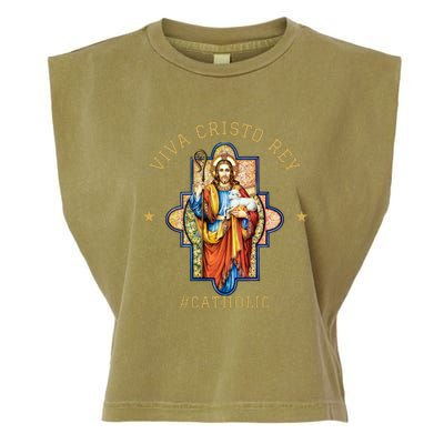 Viva Cristo Rey Roman Catholic Gift Garment-Dyed Women's Muscle Tee