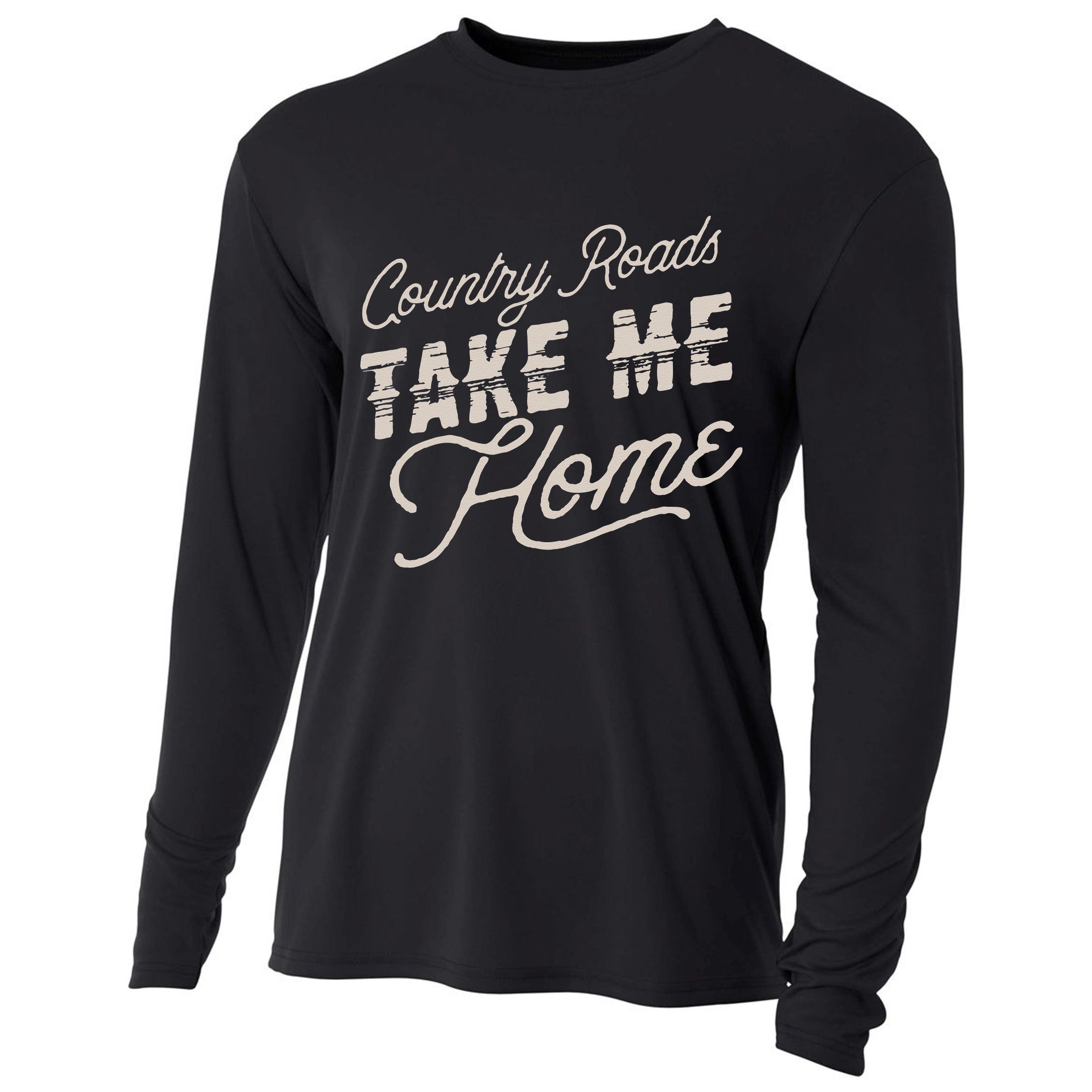Vintage Country Roads Take Me Home Retro Cooling Performance Long Sleeve Crew