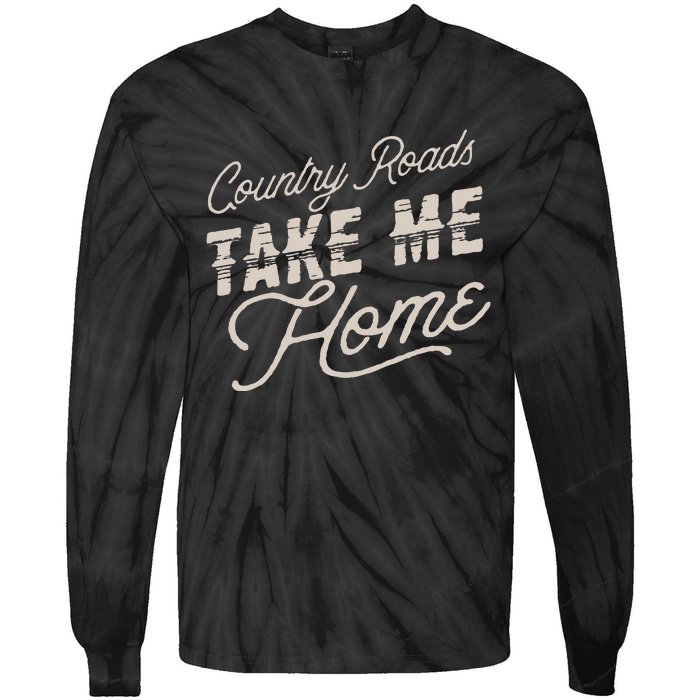 Vintage Country Roads Take Me Home Retro Tie-Dye Long Sleeve Shirt