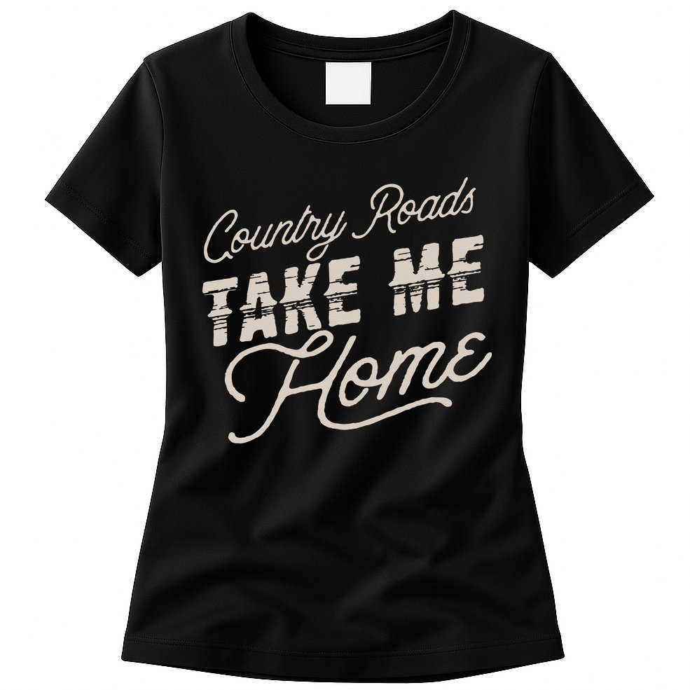 Vintage Country Roads Take Me Home Retro Womens T-Shirt