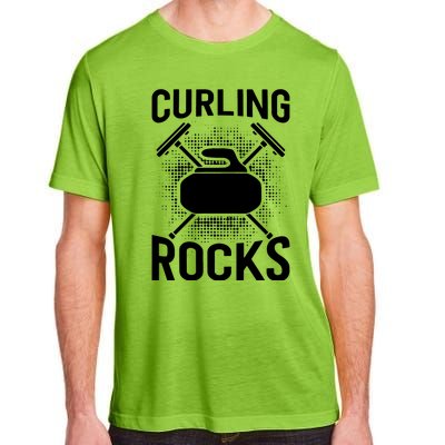 Vintage Curling Rocks Ice Curling Sport Curling Player Adult ChromaSoft Performance T-Shirt