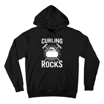 Vintage Curling Rocks Ice Curling Sport Curling Player Hoodie