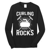 Vintage Curling Rocks Ice Curling Sport Curling Player Long Sleeve Shirt