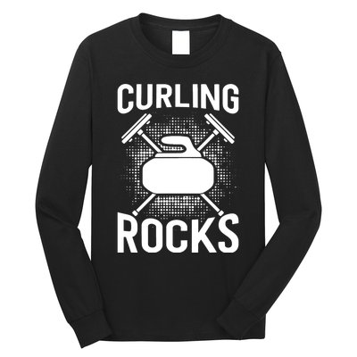 Vintage Curling Rocks Ice Curling Sport Curling Player Long Sleeve Shirt