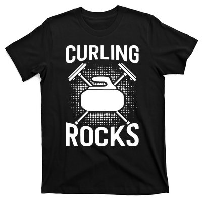 Vintage Curling Rocks Ice Curling Sport Curling Player T-Shirt