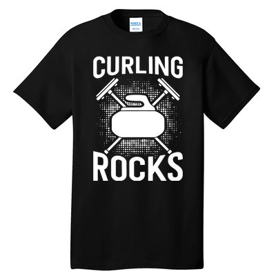 Vintage Curling Rocks Ice Curling Sport Curling Player Tall T-Shirt