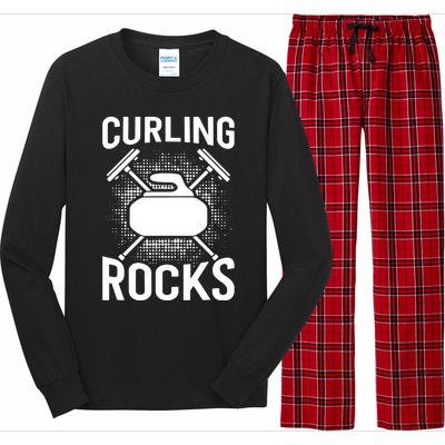 Vintage Curling Rocks Ice Curling Sport Curling Player Long Sleeve Pajama Set