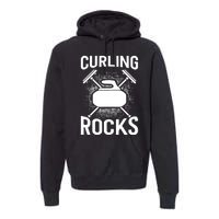 Vintage Curling Rocks Ice Curling Sport Curling Player Premium Hoodie