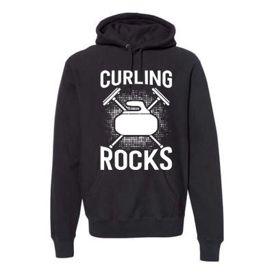 Vintage Curling Rocks Ice Curling Sport Curling Player Premium Hoodie