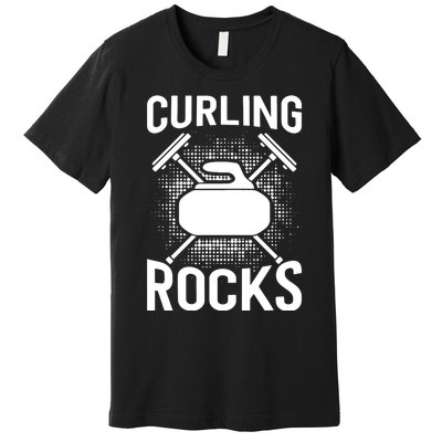 Vintage Curling Rocks Ice Curling Sport Curling Player Premium T-Shirt