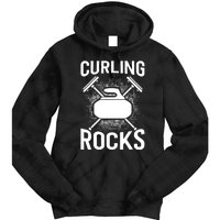 Vintage Curling Rocks Ice Curling Sport Curling Player Tie Dye Hoodie