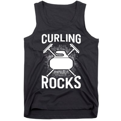 Vintage Curling Rocks Ice Curling Sport Curling Player Tank Top