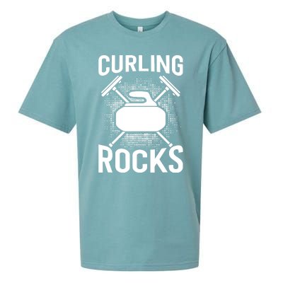 Vintage Curling Rocks Ice Curling Sport Curling Player Sueded Cloud Jersey T-Shirt