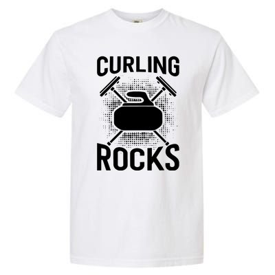 Vintage Curling Rocks Ice Curling Sport Curling Player Garment-Dyed Heavyweight T-Shirt