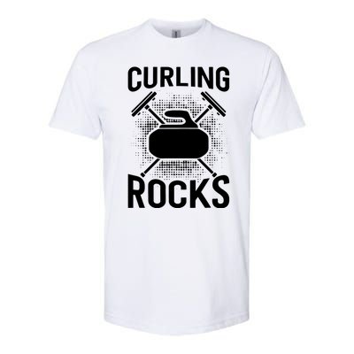 Vintage Curling Rocks Ice Curling Sport Curling Player Softstyle CVC T-Shirt