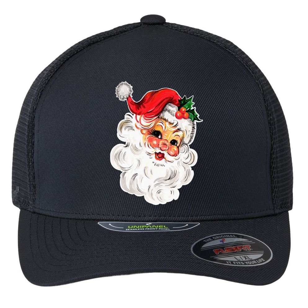 Vintage Christmas Retro Red Santa Claus Team Old Fashioned Flexfit Unipanel Trucker Cap