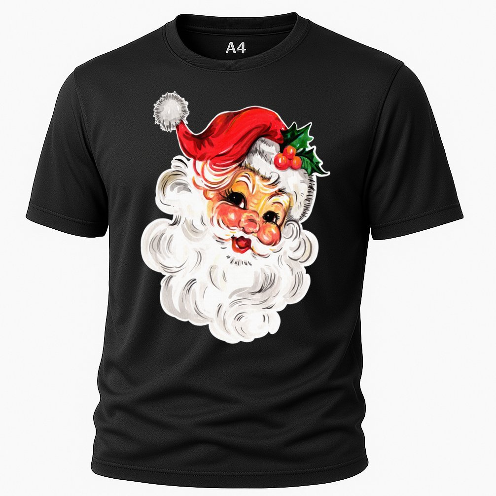 Vintage Christmas Retro Red Santa Claus Team Old Fashioned Cooling Performance Crew T-Shirt