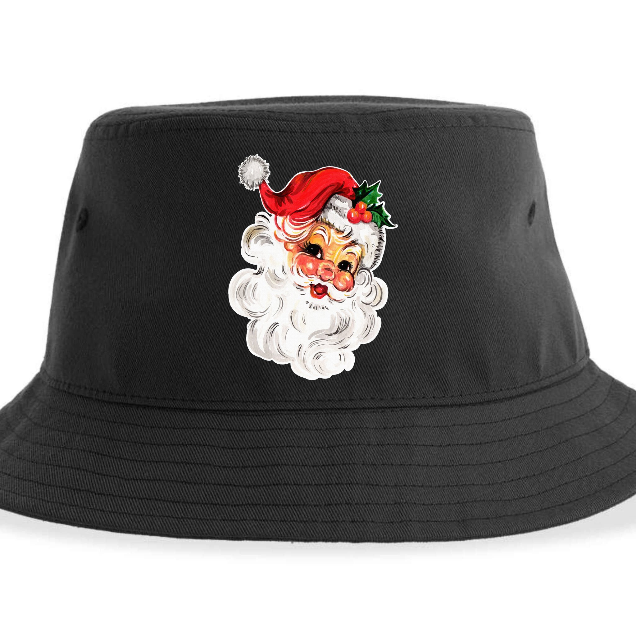 Vintage Christmas Retro Red Santa Claus Team Old Fashioned Sustainable Bucket Hat