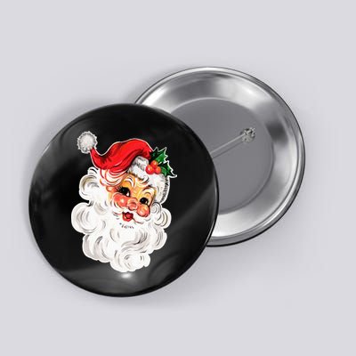 Vintage Christmas Retro Red Santa Claus Team Old Fashioned Button