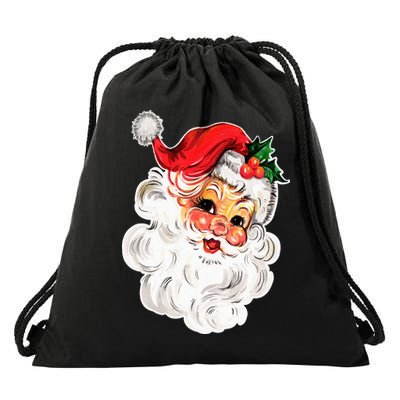 Vintage Christmas Retro Red Santa Claus Team Old Fashioned Drawstring Bag