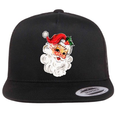 Vintage Christmas Retro Red Santa Claus Team Old Fashioned Flat Bill Trucker Hat