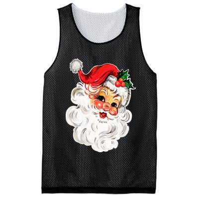 Vintage Christmas Retro Red Santa Claus Team Old Fashioned Mesh Reversible Basketball Jersey Tank