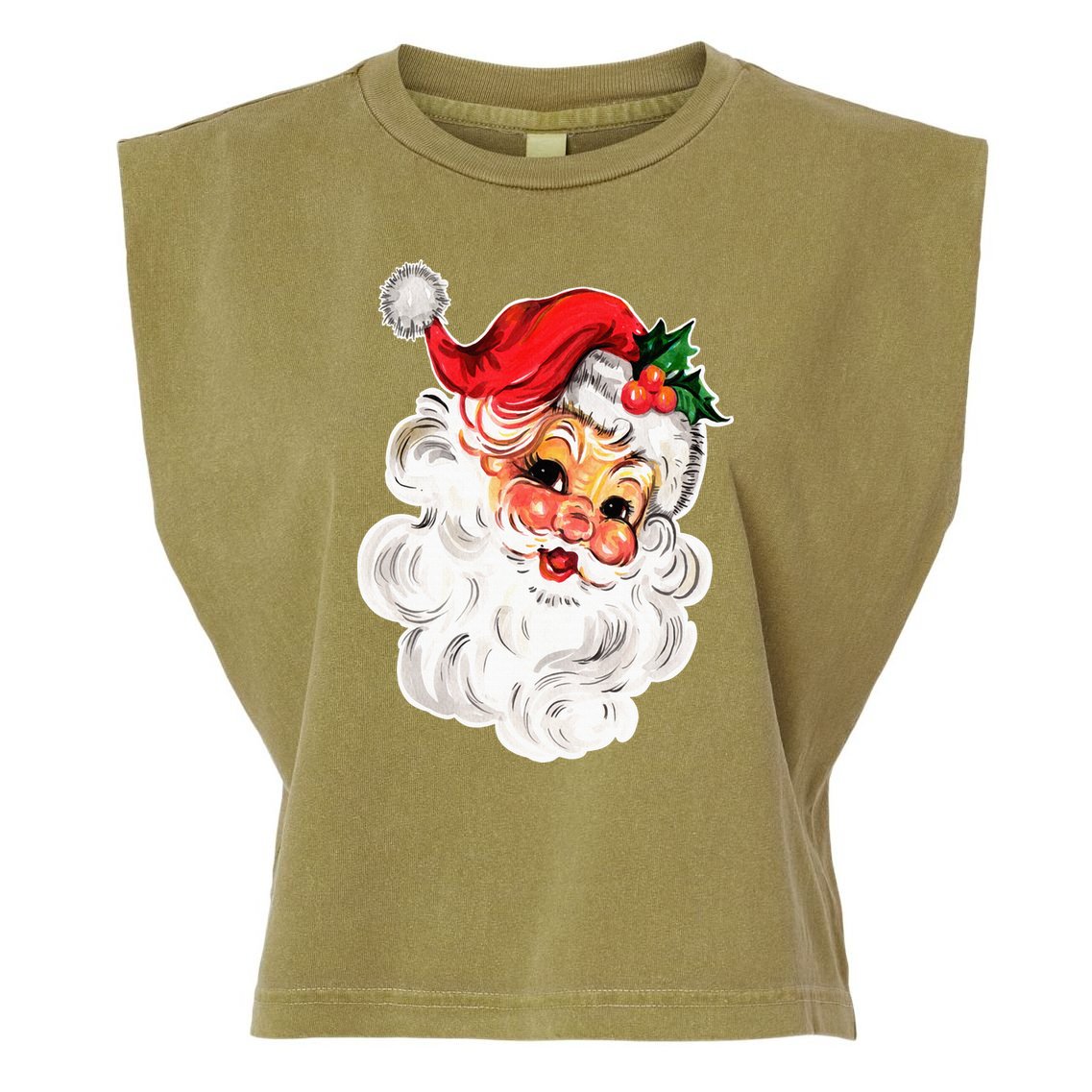 Vintage Christmas Retro Red Santa Claus Team Old Fashioned Garment-Dyed Women's Muscle Tee