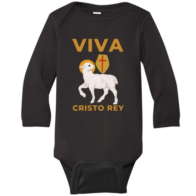 Viva Cristo Rey Roman Catholic Gift Baby Long Sleeve Bodysuit