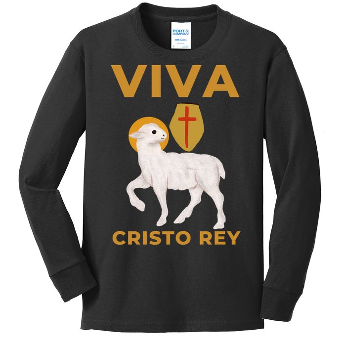 Viva Cristo Rey Roman Catholic Gift Kids Long Sleeve Shirt