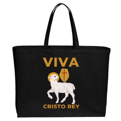 Viva Cristo Rey Roman Catholic Gift Cotton Canvas Jumbo Tote