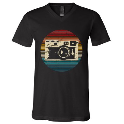 Vintage Camera Retro Photography Photographer Gift V-Neck T-Shirt